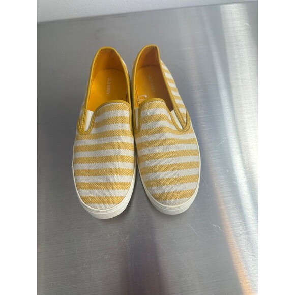 Old Navy Women's Yellow Stripe Canvas Slip On Loafer Sneaker Shoe Size 9 - Picture 2 of 8